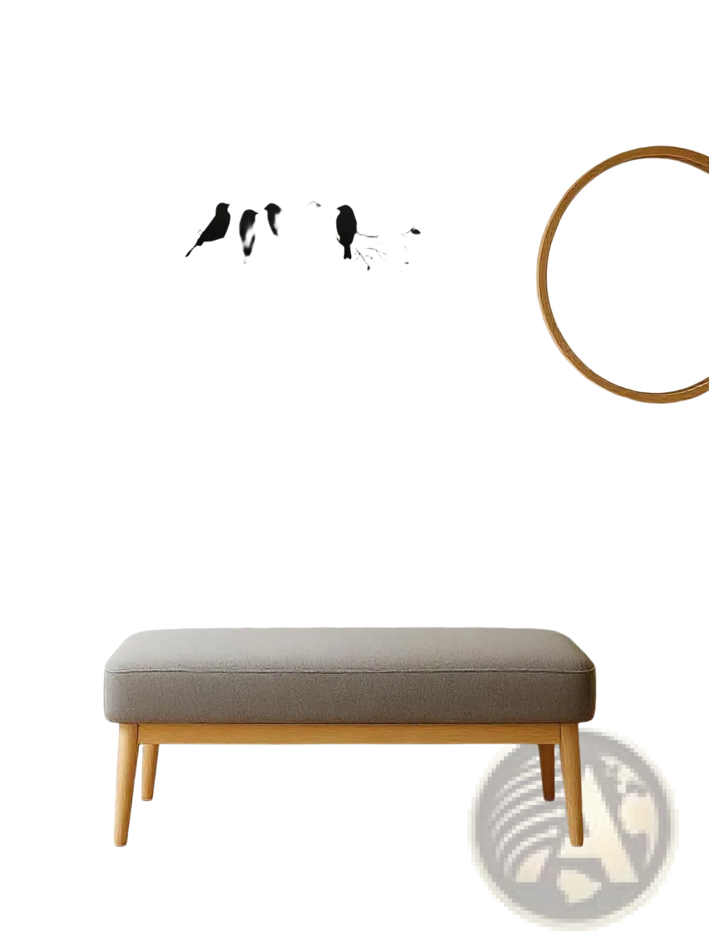 Black metal wall art sculpture featuring five birds perched on a branch with leaves for home decor