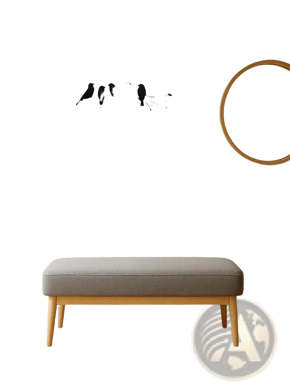 Black metal wall art sculpture featuring five birds perched on a branch with leaves for home decor