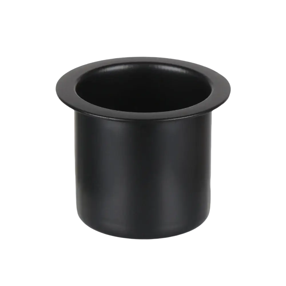 Metal candle cup black cylindrical with smooth matte finish and slightly flared rim for diy crafts and holders