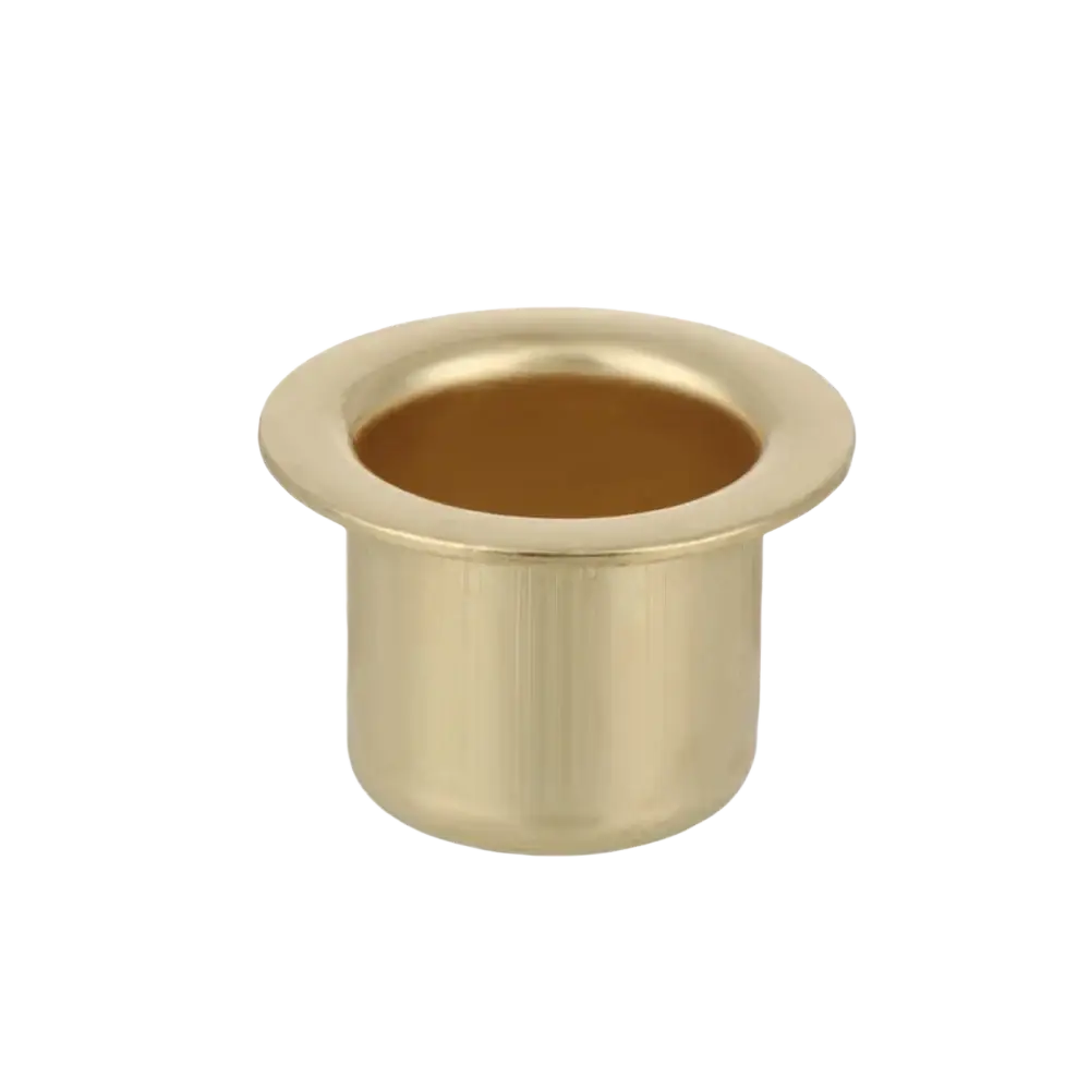 Gold-colored brass metal candle cup with cylindrical shape and flared rim for DIY crafts and holders