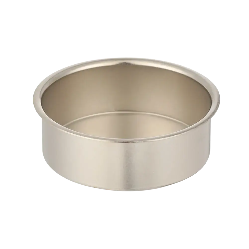 Silver metallic cylindrical metal candle cup with smooth reflective surface sized 61x22x0.5mm for diy crafts and holders