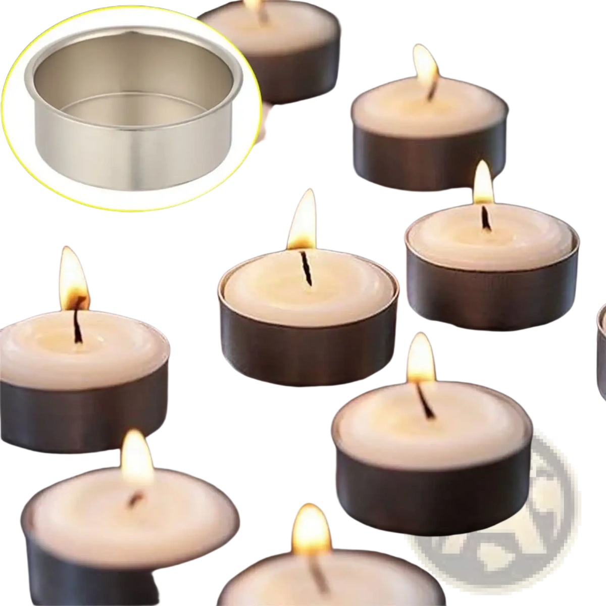 Silver metallic metal candle cup with smooth cylindrical design for diy crafts and candle holders
