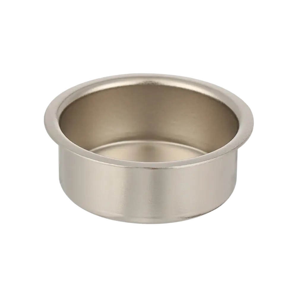 A sleek cylindrical stainless steel metal candle cup with polished finish for DIY crafts and holders