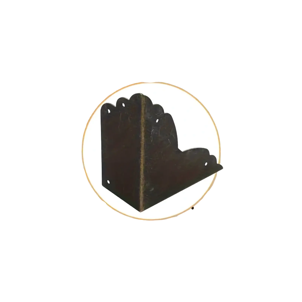 Black metal corner shelf bracket with scalloped edge design metal corner protectors for furniture and tables