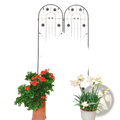 Black wrought iron metal garden trellis 2 pack with arched top and floral scrollwork for rose flower support