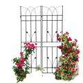 Black wrought iron garden trellis with arched top and decorative leaf motifs metal garden trellis 2 pack 71 inch