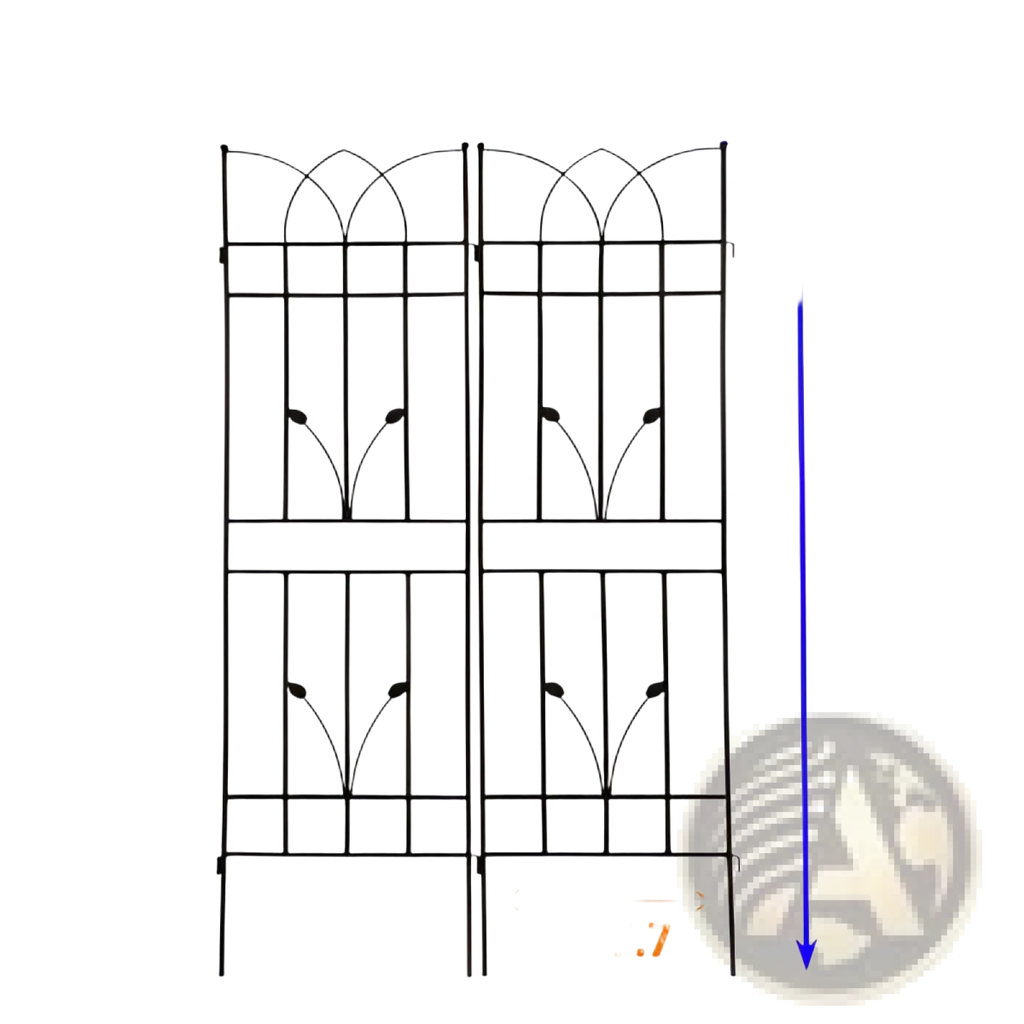 Black wrought iron metal garden trellis 2 pack with arched top and leafy rose decorative panels 71 inch