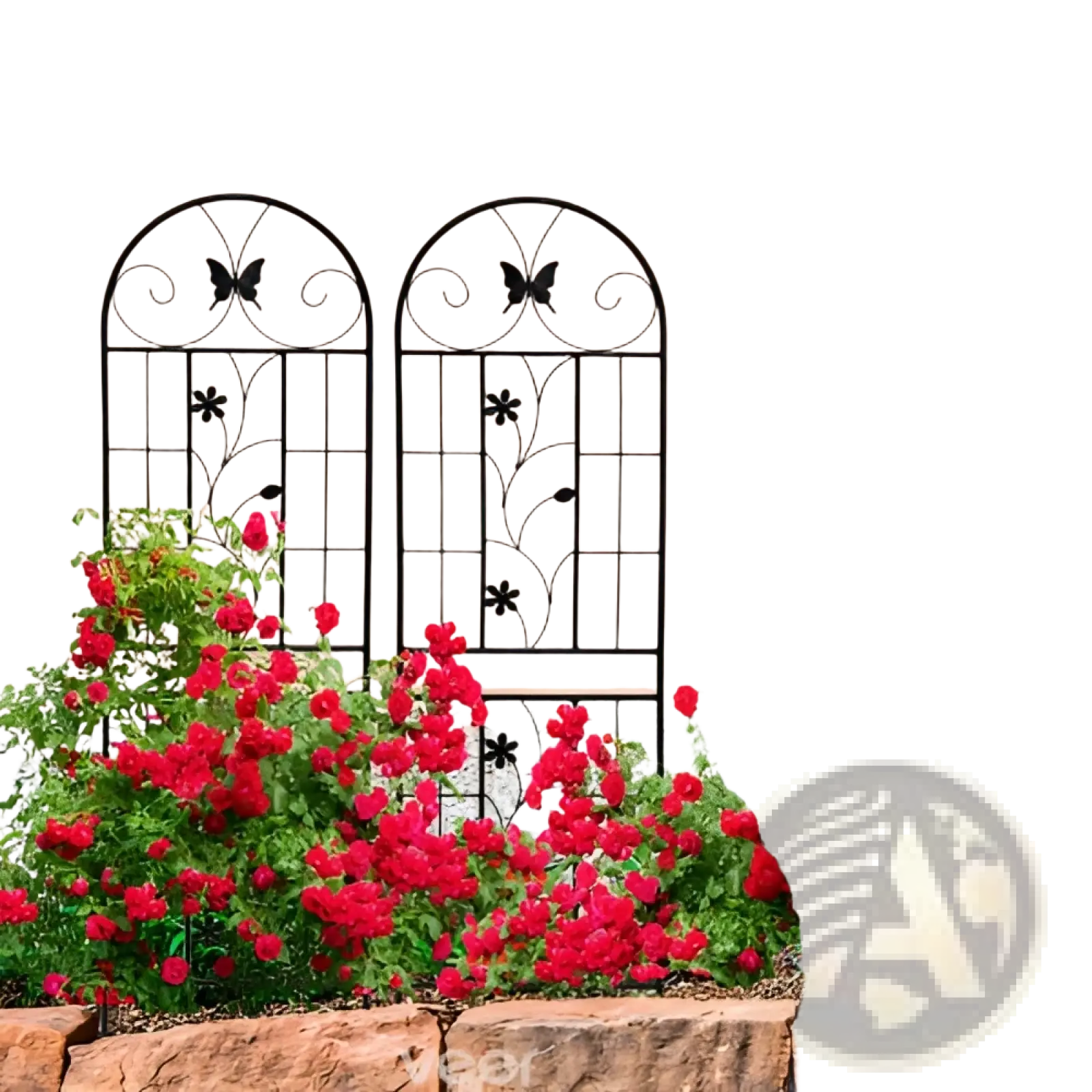 Black wrought iron garden trellis 2 pack with rustproof butterfly motifs and arched tops 71in tall