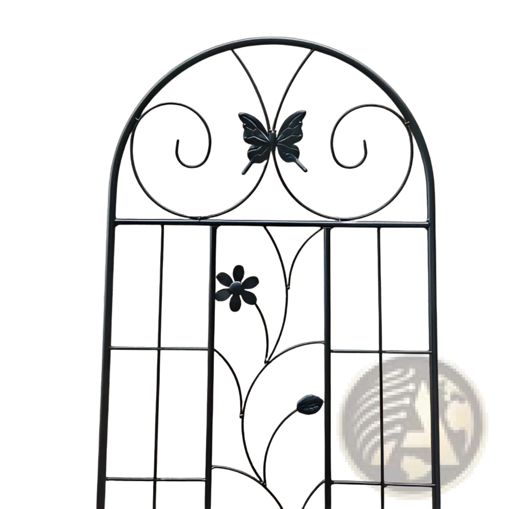 Black wrought iron garden trellis 2 pack rustproof butterfly and flower motifs 71 inches tall