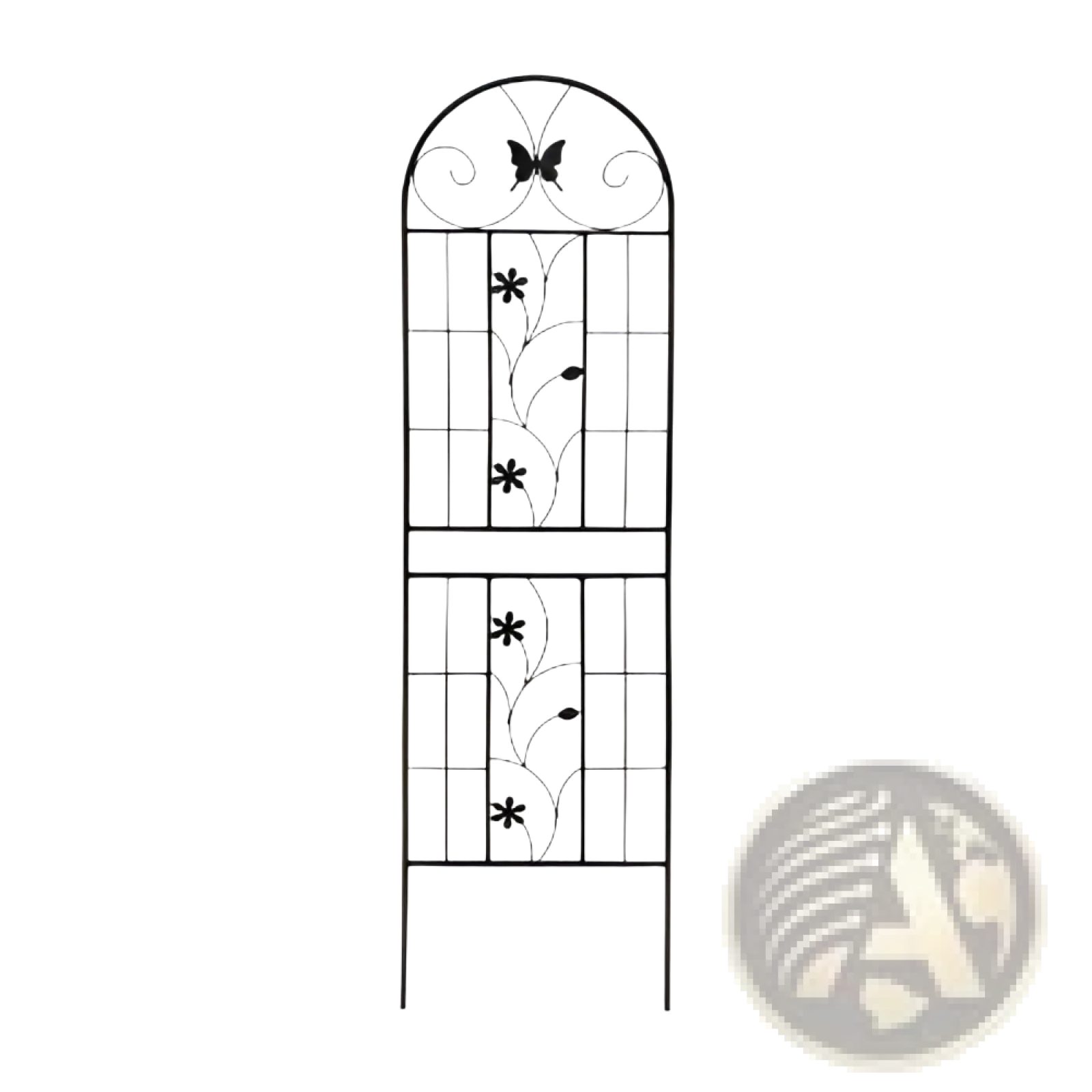Black wrought iron garden trellis 2 pack with arched top butterfly and floral vine design rustproof 71in metal trellis