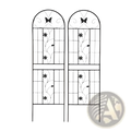 Black wrought iron garden trellis with arched top and floral butterfly design rustproof 71 inch 2 pack