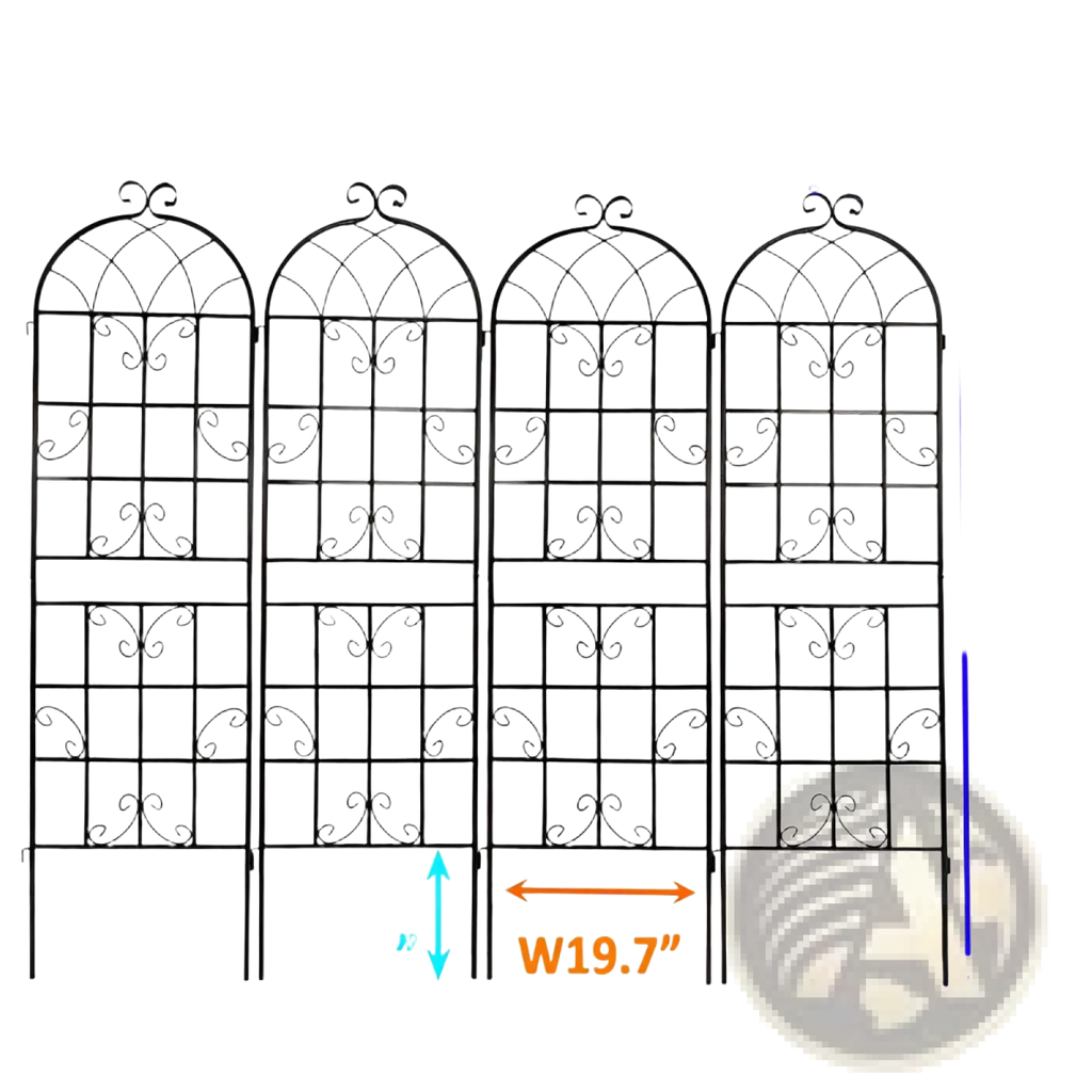 Black wrought iron garden trellis 4 pack 71 inch arched iron support with decorative scrollwork for outdoor use