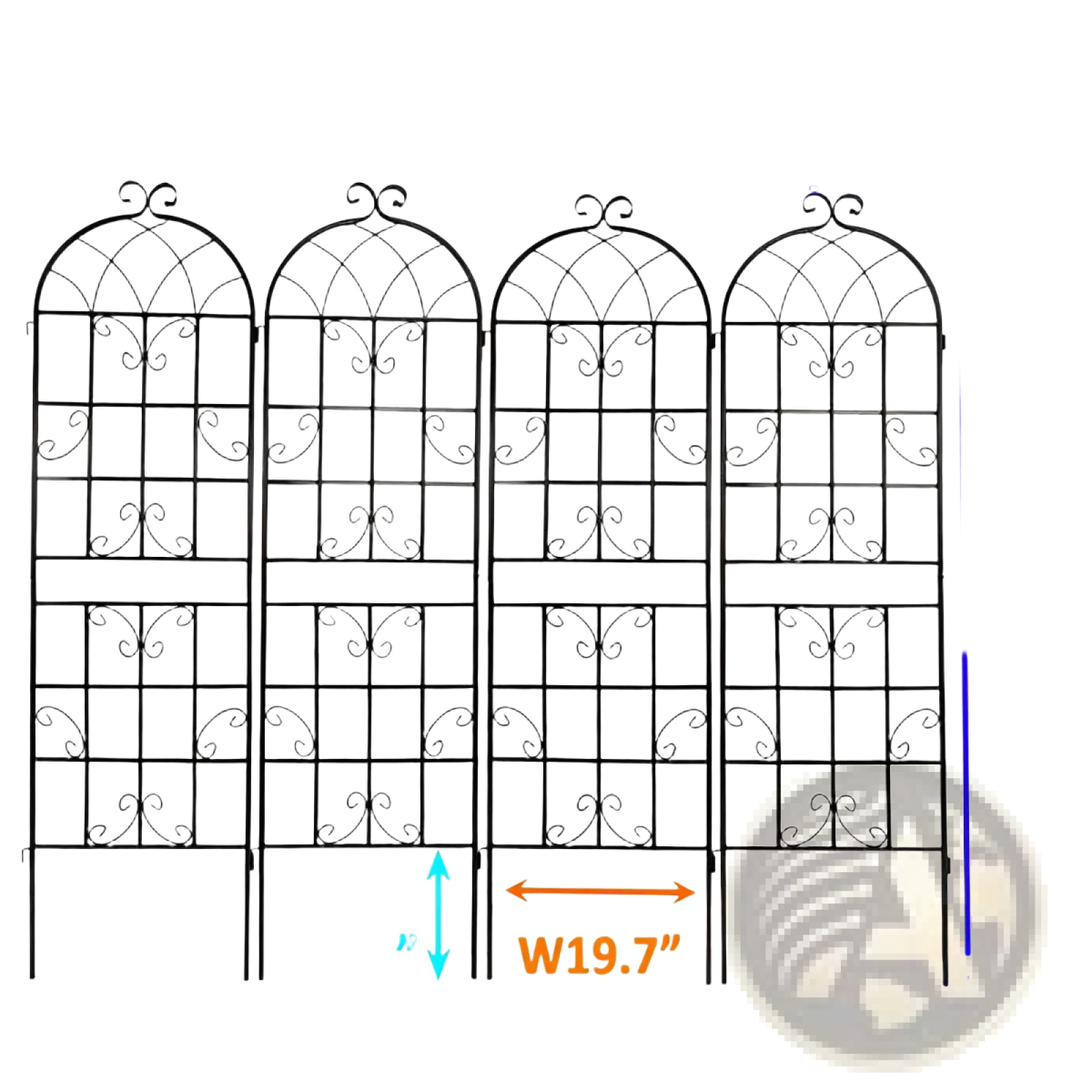 Black wrought iron garden trellis 4 pack 71 inch arched iron support with decorative scrollwork for outdoor use