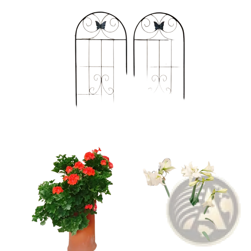 Black wrought iron metal garden trellis 4 pack 87 inch with decorative butterfly and scrollwork accents