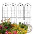 Four black wrought iron garden trellises with arched tops and butterfly motifs metal garden trellis 4 pack 87 inch