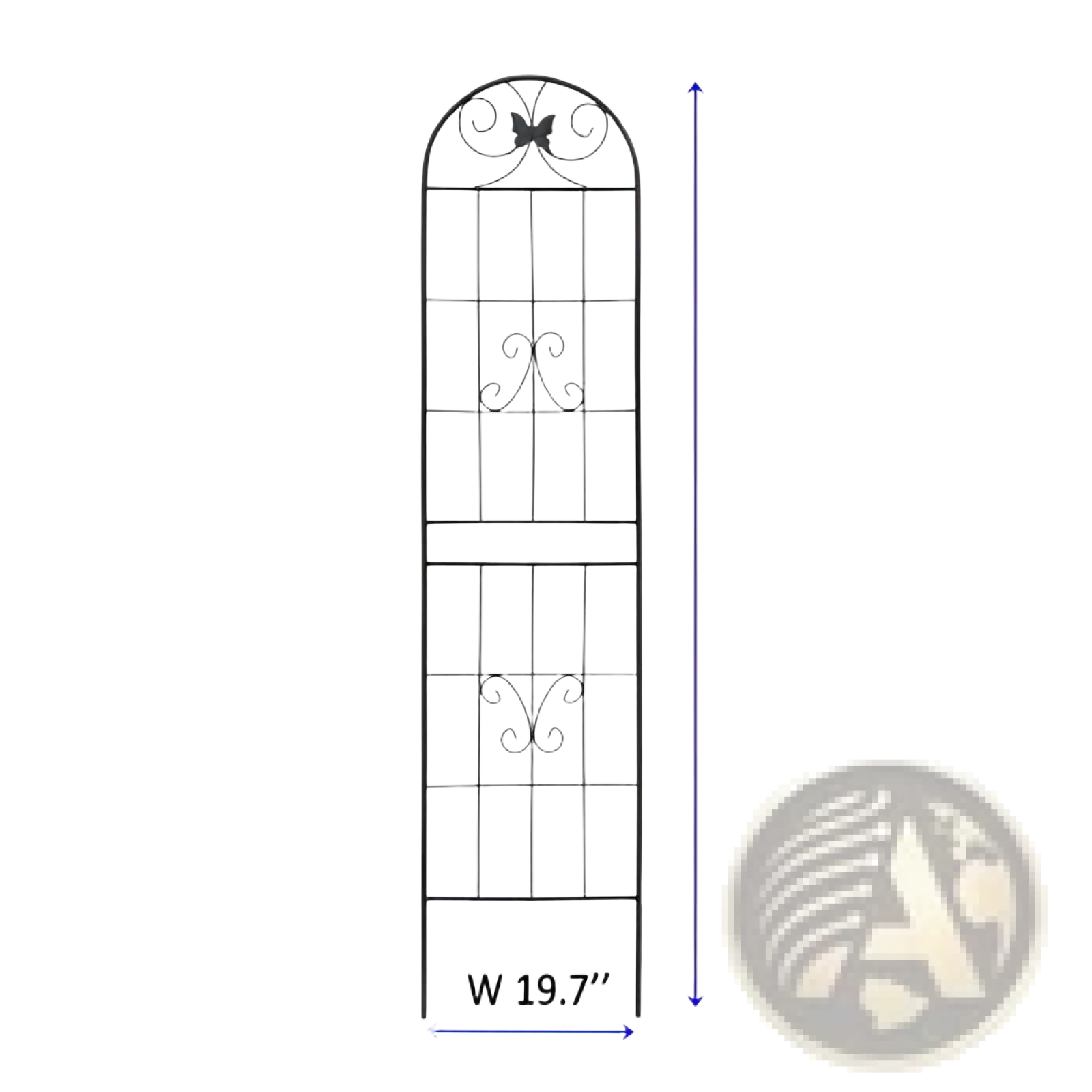 Black wrought iron metal garden trellis 4 pack with ornate scrollwork and butterfly motif 87 inch arched design