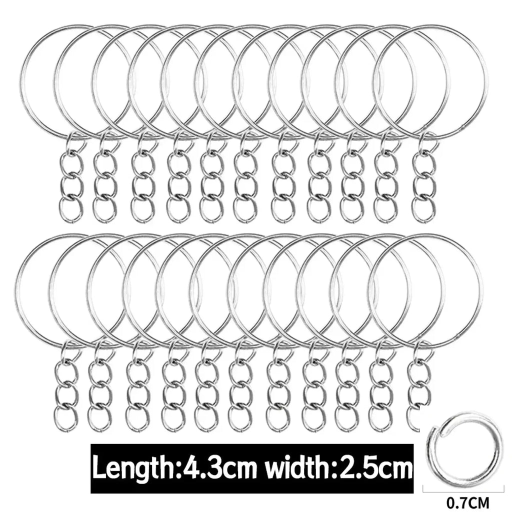 Set of silver-toned metal keychains with split rings and short chain attachments for secure key organization
