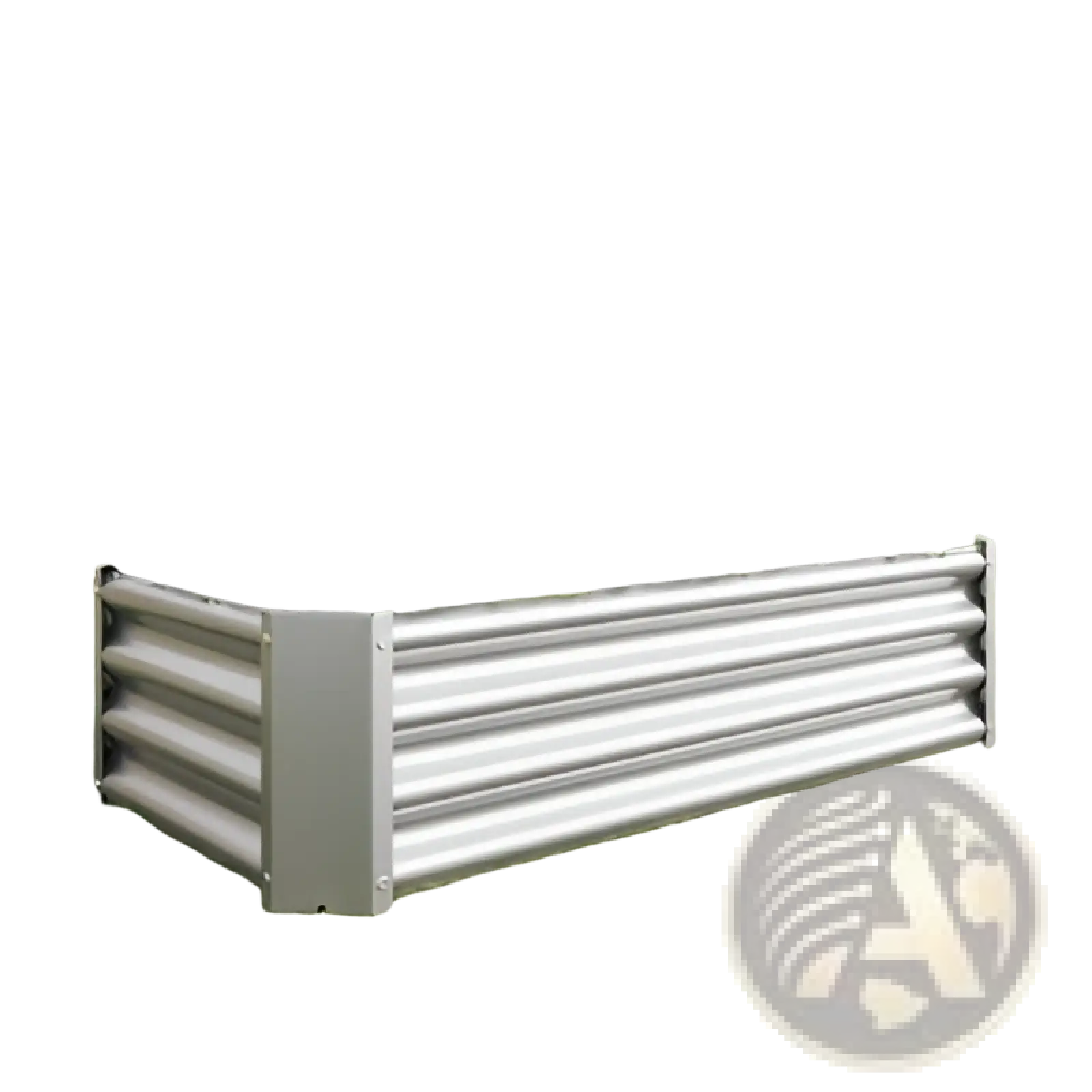 Metal raised garden bed 4x2x1ft galvanized silver corrugated planter with red and green flowering plants inside