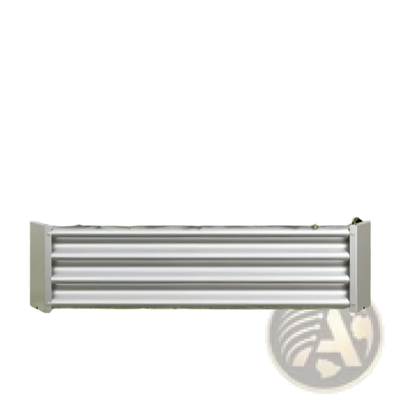 Metal raised garden bed 4x2x1ft galvanized silver with red flowering plants inside for outdoor gardening use
