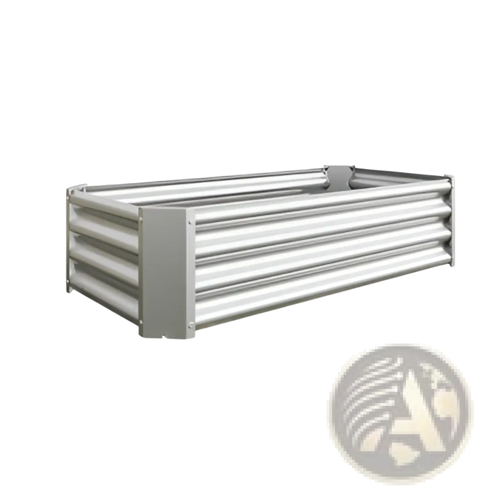 Silver galvanized steel raised garden bed with corrugated sides and reinforced corners 4x2x1ft planter