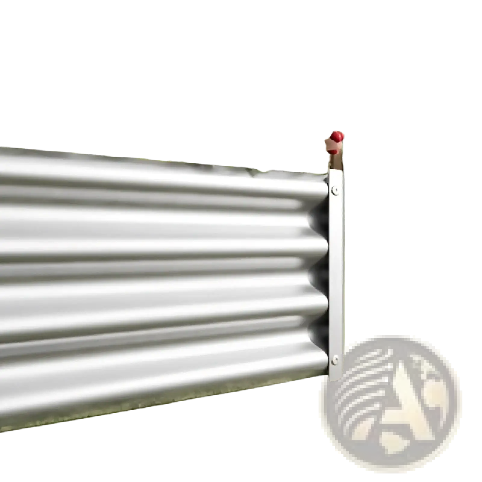 Silver galvanized corrugated metal raised garden bed 4x2x1ft planter with red berries and green foliage growing on top