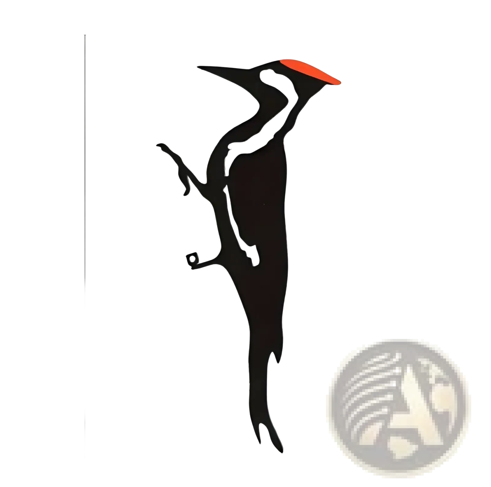 Black metal woodpecker wall art with bright orange beak for outdoor garden decor