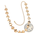 Metallic disc waist chain silver pants belt featuring gold-toned large flat circular links and matching clasp