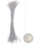 Silver metallic hanging strings with cylindrical connectors and looped clasps for christmas tree ornaments