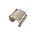 Metallic pleated cuff bracelet for women in hammered silver with a wide open design and reflective surface