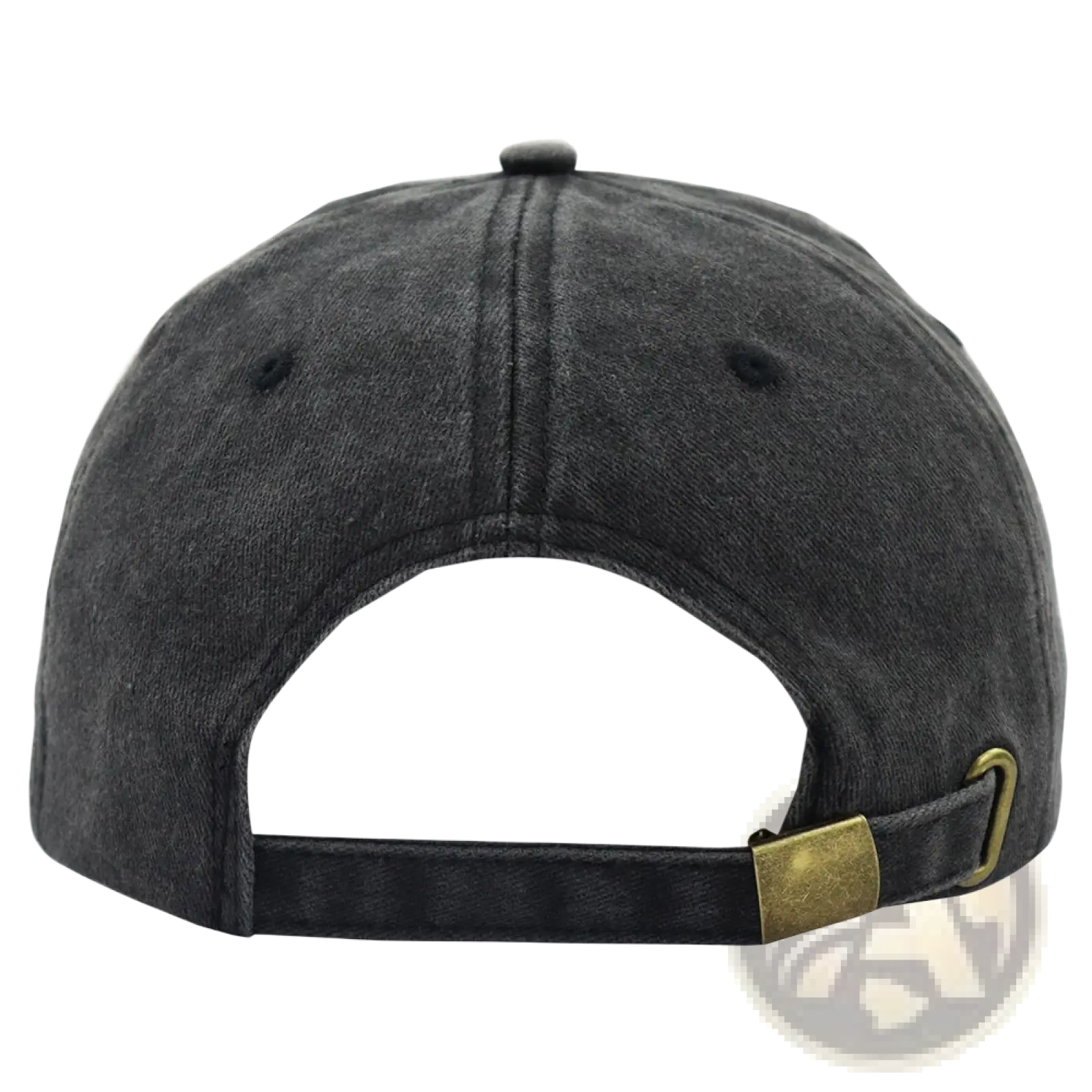 Dark gray denim mexico hat embroidered flag cotton baseball cap unisex showing brass adjustable buckle strap back