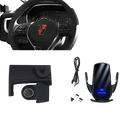 Black mg rx5 wireless charging car phone mount with sleek curved design and blue led lighting for fast charging