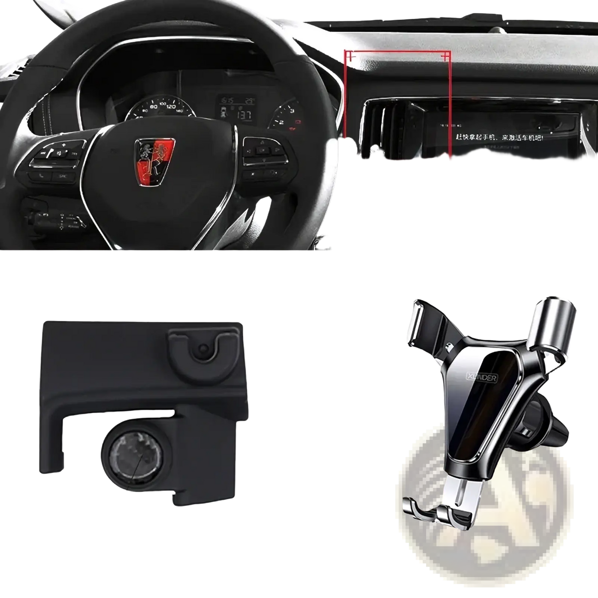 Black and chrome mg rx5 wireless charging car phone mount with gravity stand for 2017-2020 models