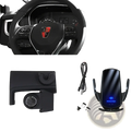 Black mg rx5 wireless charging car phone mount with sleek curved design and blue led lighting for fast charging