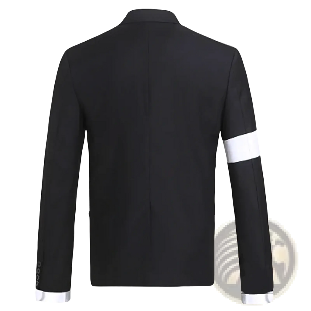 Michael Jackson dangerous suit costume black blazer with bold white stripe on left sleeve and matching white cuffs