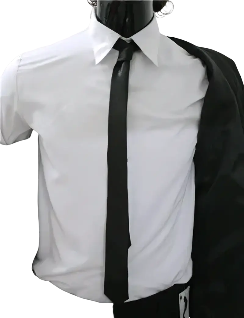 Black silk tie worn with a white dress shirt as part of the michael jackson dangerous suit costume accessory