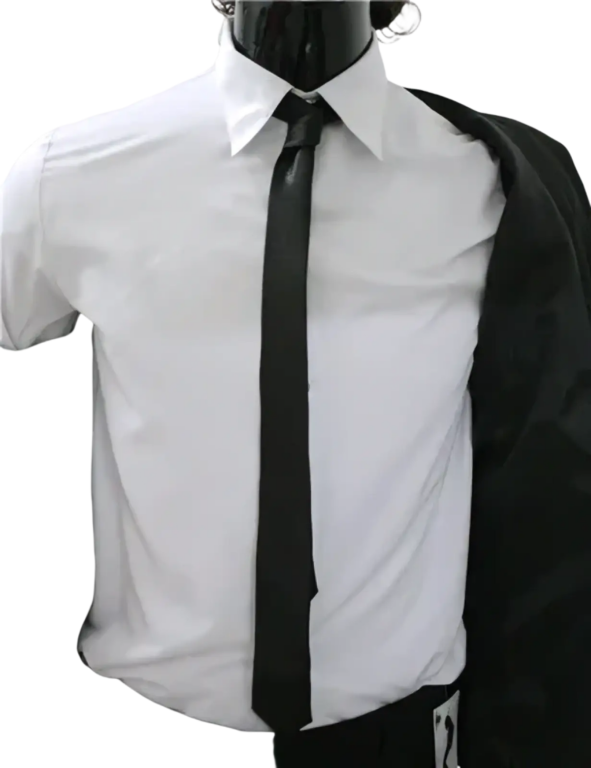 Black silk tie worn with a white dress shirt as part of the michael jackson dangerous suit costume accessory