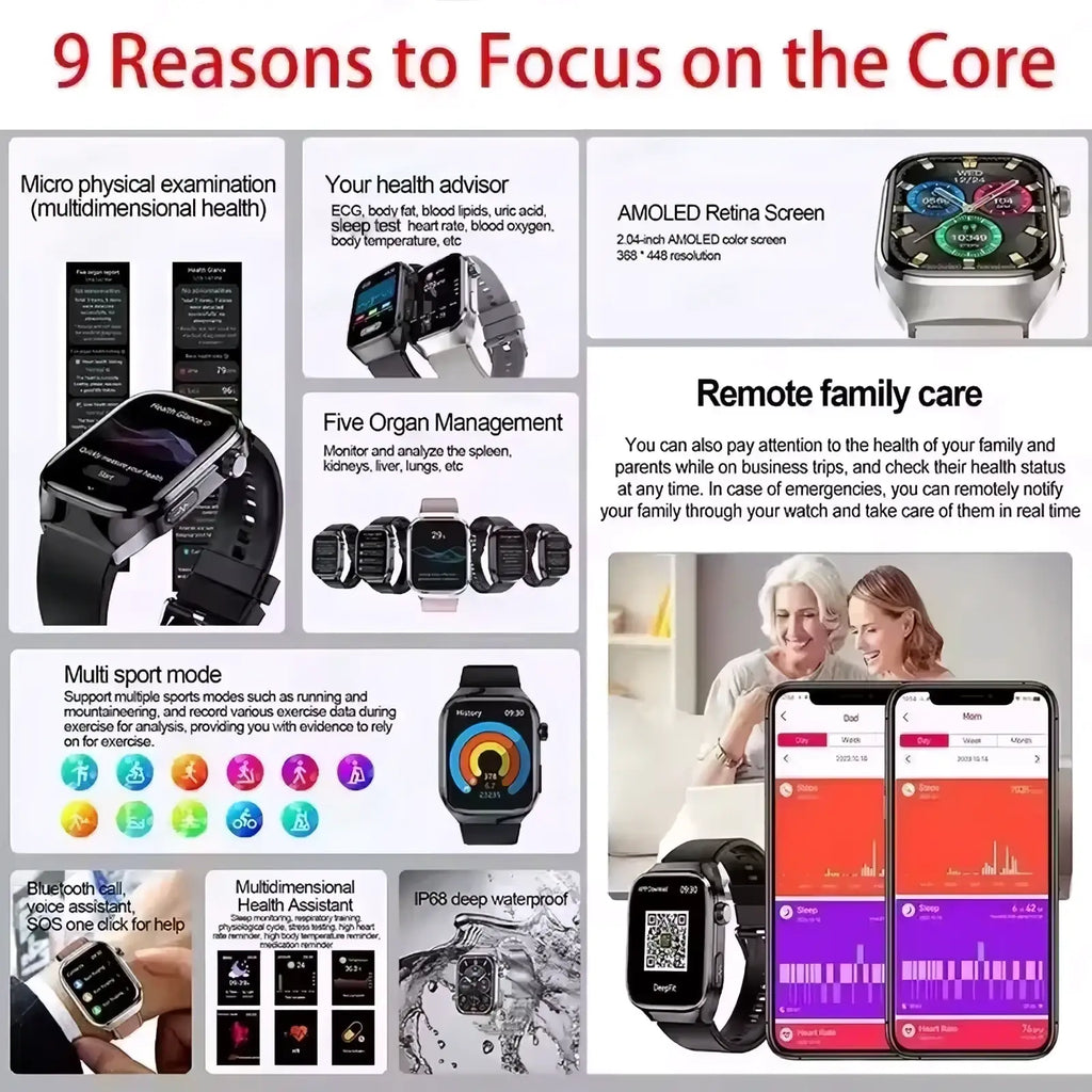 Silver-toned micro physical examination smart watch men with sleek rectangular amoled retina screen and minimalist bezel design