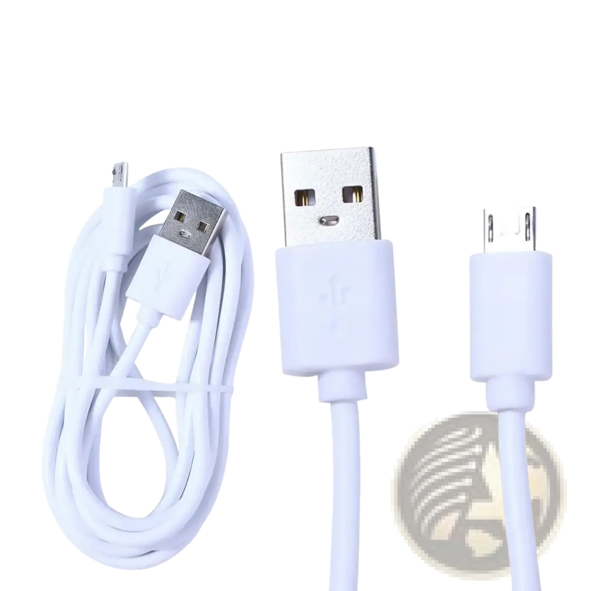 White micro usb fast charging cable with plastic casings on usb-a and micro-usb-b connectors for durable use