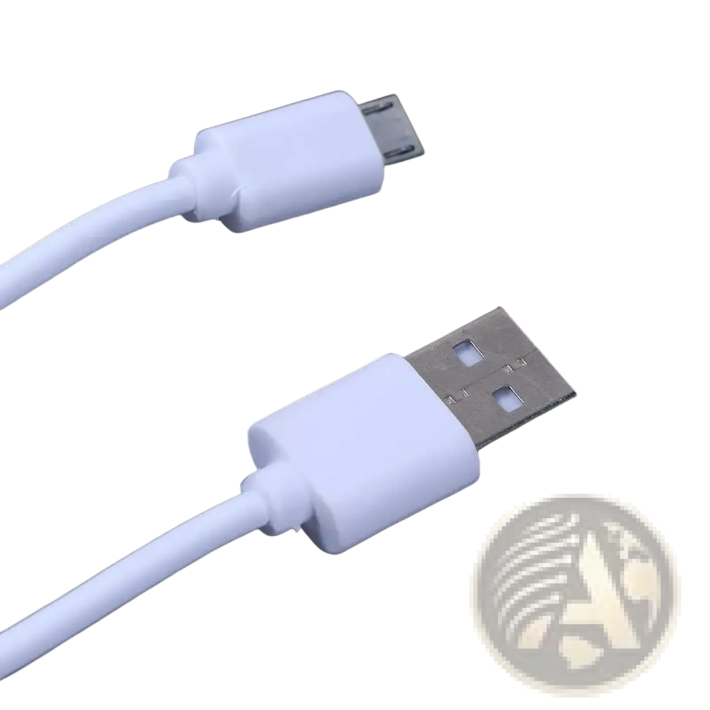 White micro usb fast charging cable with one standard usb and one micro usb connector for device charging