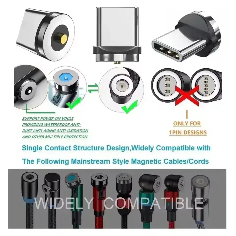 Silver and black micro usb magnetic charging cable adapter plug with a sleek cylindrical design for 1-pin usb-c cables