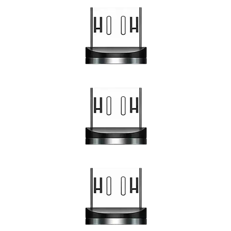 Three black and silver micro usb magnetic charging tips for micro usb magnetic cable adapter plug