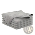Stack of soft gray microfiber cleaning cloths absorbent kitchen towels for efficient cleaning and drying tasks