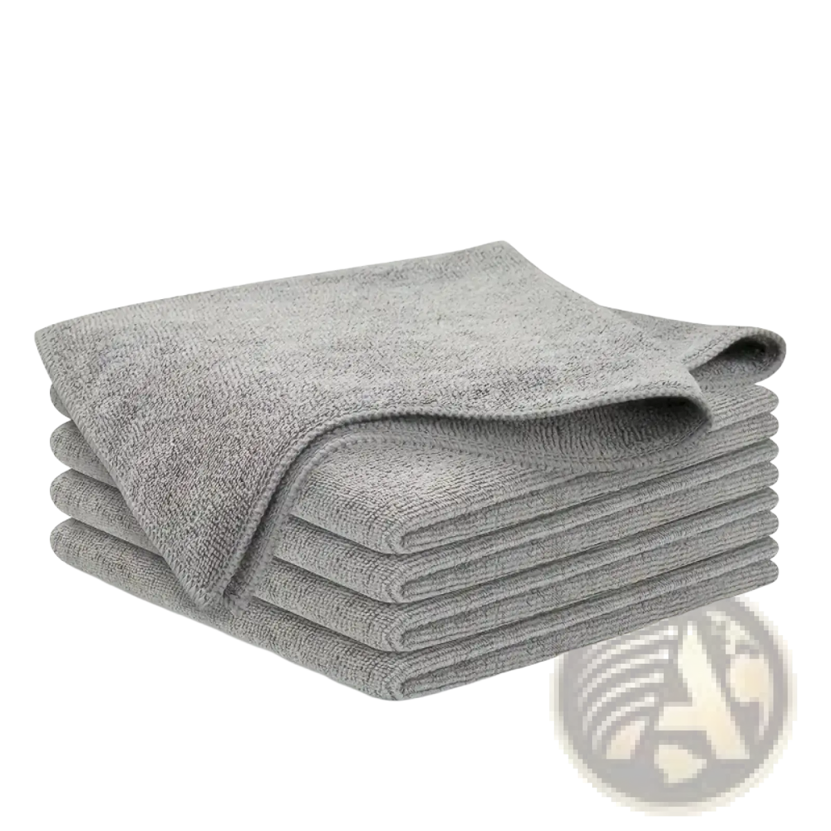 Stack of soft gray microfiber cleaning cloths absorbent kitchen towels for efficient cleaning and drying tasks