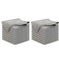 Stacks of soft gray microfiber cleaning cloths showcasing absorbent kitchen towels for efficient cleaning tasks