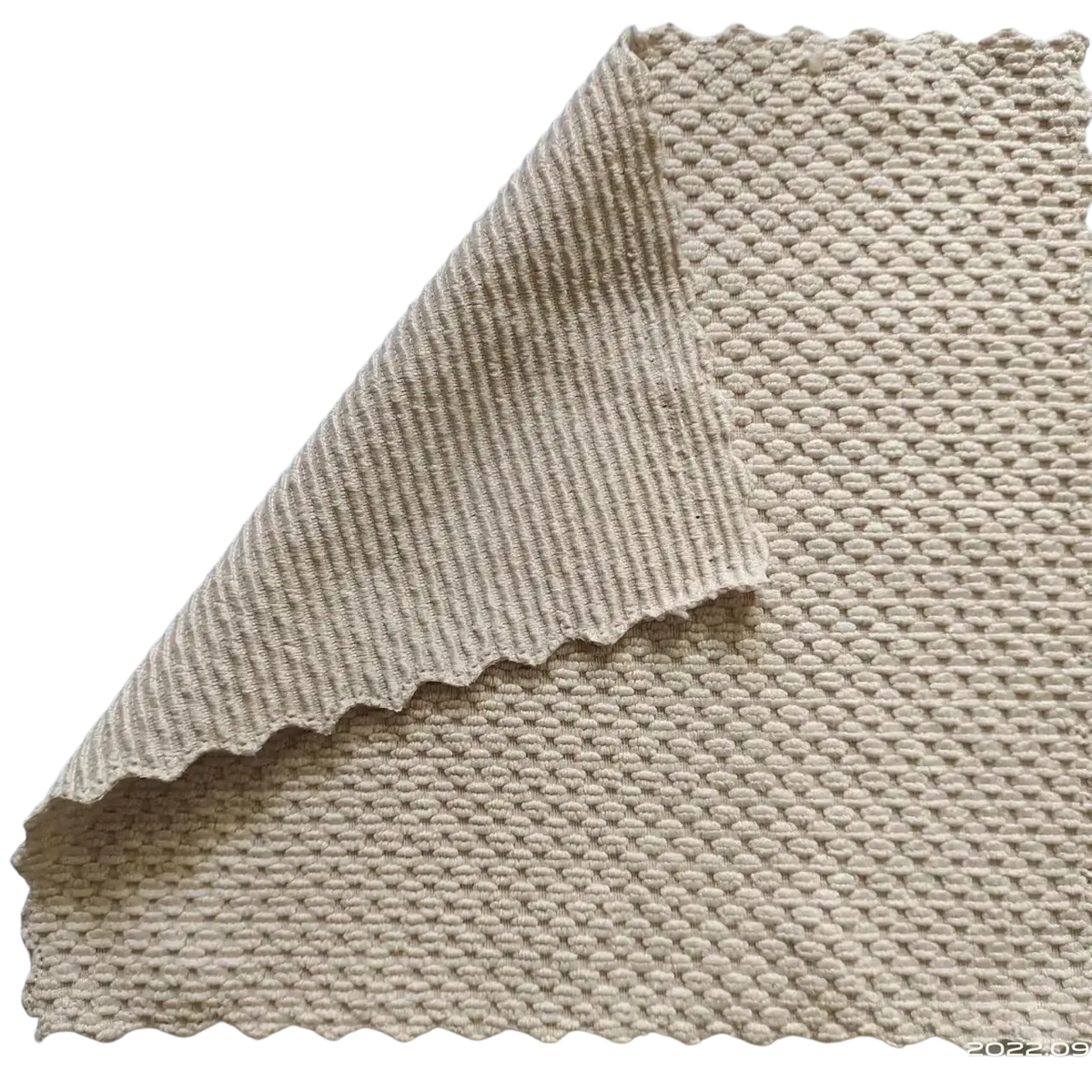 Microfiber kitchen cleaning cloth in ricewhite with super absorbent woven ribbed texture and scalloped edge