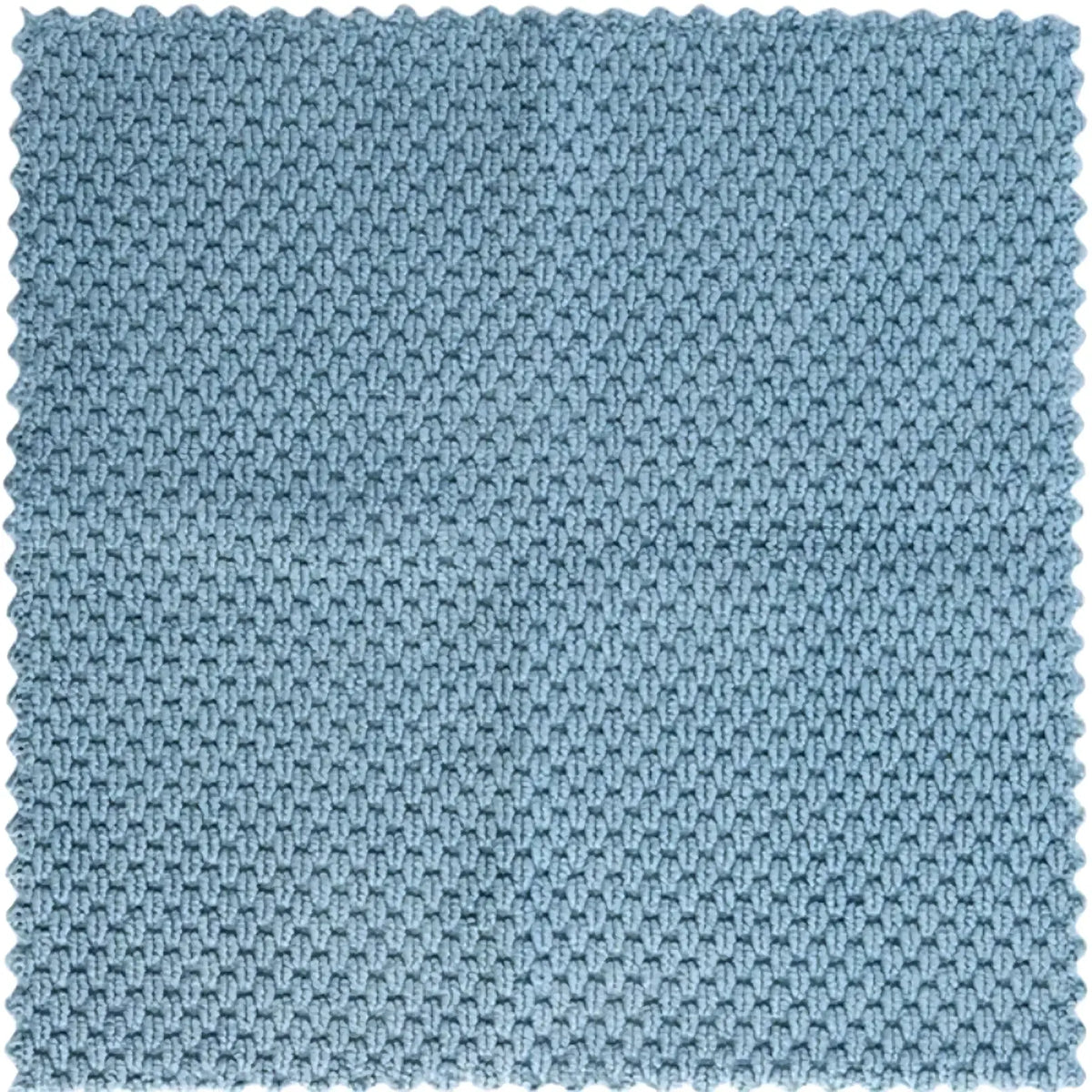 Light blue microfiber kitchen cleaning towel with a textured knitted diamond pattern for dish cloth use