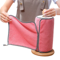 Microfiber kitchen dish cloth with pink textured fabric and black and white checkered border in 10 pack set