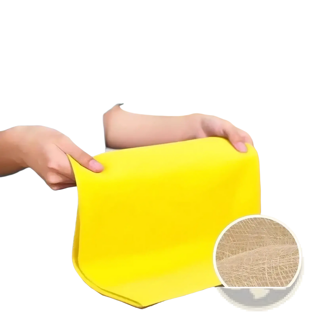 Bright yellow microfiber kitchen dishcloth made from natural plant fibers for reusable cleaning towels
