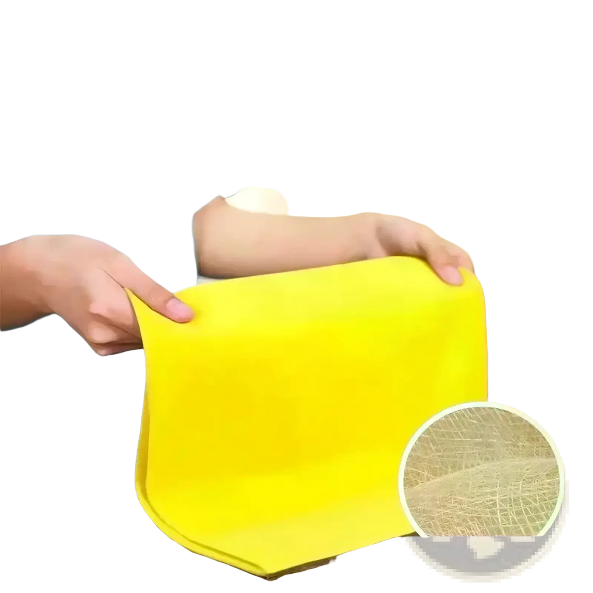Bright yellow microfiber kitchen dishcloth made from natural plant fibers reusable for cleaning towels