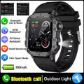 Black ola esporte military smartwatch with rugged rectangular case and matching strap for fitness tracking gps and bt calls